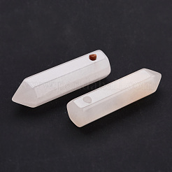 ウォーターメロンストーンガラス尖ったペンダント  多面カット  弾丸  30~33x8~9mm  穴：1.4~1.6mm&nbsp;G-D460-01R