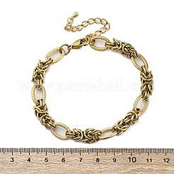 304ステンレススチール製オーベルリンクチェーンアンクレット、男性用、女性用  14KGP本金メッキ  8-1/4インチ（21cm）&nbsp;AJEW-Q010-001G