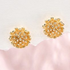 真鍮製スタンドピアス  花  18KGP本金メッキ  10x10mm&nbsp;EJEW-Q014-34G