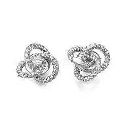 真鍮製マイクロパヴェキュービックジルコニアカボション  花  プラチナ  9.5x10x5mm&nbsp;KK-N216-360P