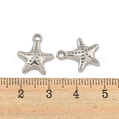 変色しない304ステンレススチールペンダント  ヒトデチャーム  ステンレス鋼色  16x13.5x3mm  穴：2mm&nbsp;STAS-I307-525P
