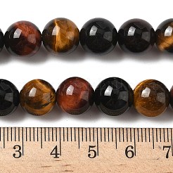 天然石タイガーアイビーズ連売り  グレードA  ラウンド  10mm  穴：1mm  約40個/連  15.7インチ&nbsp;G-F173-14-10mm