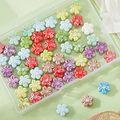 釉薬をかけた磁器ビーズ 80個  光沢のあるセラミックビーズ  花  ミックスカラー  11.5x11.5x5.5mm  穴：1.6mm&nbsp;PORC-PA0001-20