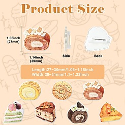 バックパックの服に使えるアクリル製ラペルピンバック35個、7スタイル  鉄針付  ケーキとパン  ミックスカラー  27~30x28~31mm&nbsp;JEWB-CJZ0001-02