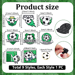 9個 9スタイル フットボールテーマ 合金エナメル ラペルピン バック バックパック 服用  グリーン  18~28mm  1個/スタイル&nbsp;JEWB-PH0001-92