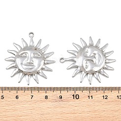 304ステンレスペンダント  顔にチャームが付いた太陽  ステンレス鋼色  40x36x4mm  穴：2mm&nbsp;SA-CBAE7EB-11P