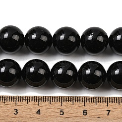 天然石ブラックトルマリンビーズ連売り  ラウンド  12mm  穴：1.2mm  約32個/連  15.16~15.35''（38.5~39センチメートル）&nbsp;G-E444-27-12mm