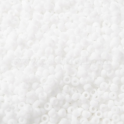 MIYUKIラウンドロカイユビーズ  日本製シードビーズ  15/0  （rr402f）マットホワイト  1.5mm  穴：0.7mm  約5555PCS /ボトル  10 G /ボトル&nbsp;SEED-JP0010-RR0402F