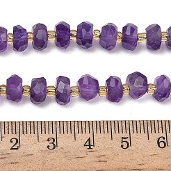 天然石アメジストビーズ連売り  ロンデル  多面カット  シードビーズで  8x4~5mm  穴：1mm  約53個/連  14.65インチ（37.2cm）&nbsp;G-L642-J07-02
