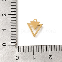 304ステンレススチールチャーム  レーザー切断  18KGP本金メッキ  三角形  12x10x1mm  穴：1.2mm&nbsp;X-STAS-S144-01G-F