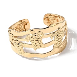 304ステンレススチール製多層カフバングル（女性用）  18KGP本金メッキ  イオンプレーティング（ip）  長持ちメッキ  カメ  内径：2.28x1.89インチ（5.8x4.8cm）&nbsp;BJEW-L719-03B-G