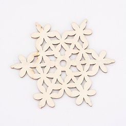 未染色の天然木製ビーズ  スノーフレーク  クリスマスのテーマ  アンティークホワイト  100x110x2.5mm  穴：6.5mm&nbsp;LS-WOOD-K005-17