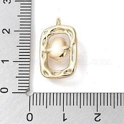 楕円形の淡水真珠付き真鍮ペンダント  長方形チャーム  18KGP本金メッキ  19.5x12x6mm  穴：1.3mm&nbsp;KK-G491-21G