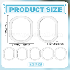 プラスチックフックハンガー12個  バスカーテン用  オーバル  透明  57x37x5mm&nbsp;KY-LP0001-21