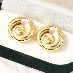 ラックメッキスパイラルシェル真鍮フープピアス  長持ちメッキ  鉛フリー＆カドミウムフリー  18KGP本金メッキ  19x19.5x7.5mm&nbsp;EJEW-H143-22G