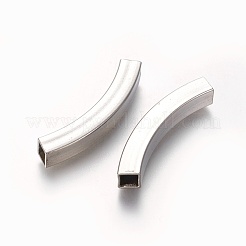 変色しにくい304ステンレススチールチューブビーズ  角穴  ステンレス鋼色  40x6x6mm  穴：5x5mm&nbsp;STAS-L226-057B-P