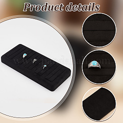 5スロットマイクロファイバーリングディスプレイスタンド  リング収納用の長方形のジュエリーオーガナイザートレイ  ブラック  24.2x11.1x2.8cm&nbsp;RDIS-WH0015-02A