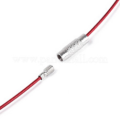 鋼線のブレスレットコードDIYのジュエリー作り  真鍮製ネジ式クラスプ付き  ファイヤーブリック  225x1mm&nbsp;TWIR-R004-09