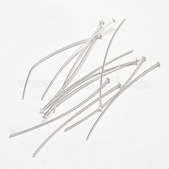 スターリングシルバーフラットヘッドピン925本  銀  45x0.5mm  ヘッド：2mm  約131個/20g&nbsp;STER-F018-01C
