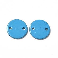 スプレー塗装された201ステンレススチールコネクタチャーム  フラットラウンド  ミックスカラー  10x1mm  穴：1mm&nbsp;STAS-I672-23