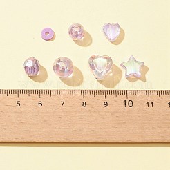 DIYビーズジュエリー作りの発見キット  透明&虹色の虹色アクリルラウンド&ポリマークレイディスクビーズを含む  パープル  285個/箱&nbsp;DIY-FS0004-27A