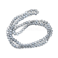 パール光沢メッキ電気メッキ透明ガラスビーズ連売り  ハート  ライトスチールブルー  5.5x6x4mm  穴：0.9mm  約110個/連  23.23インチ（59cm）&nbsp;EGLA-G037-09A-PL01