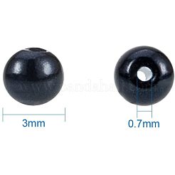 環境に優しい染めガラスパールラウンドビーズ  ブラック  3mm  穴：0.7~1.1mm  約2000個/箱&nbsp;HY-PH0001-3mm-RB080