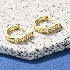 真鍮クリアキュービックジルコニアフープピアス  18KGP本金メッキ  18x4.5mm&nbsp;EJEW-M047-16G