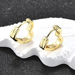 ハート真鍮フープピアス  長持ちメッキ  鉛フリー＆カドミウムフリー  18KGP本金メッキ  13.5x15x3.5mm&nbsp;LS-EJEW-H157-05G