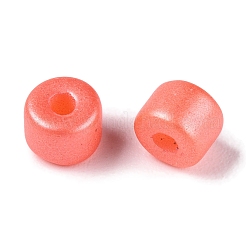ベーキングペイント パールガラス シードビーズ  丸い穴  シリンダー  トマト  4x5.5mm  穴：1.8mm  約2500個/ポンド&nbsp;SEED-T008-03J