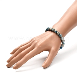 ナチュラルk2ストーン/レインドロップアズライトラウンドビーズストレッチブレスレットメンズレディース  8.5mm  内径：2-1/8インチ（5.4cm）&nbsp;BJEW-JB06812