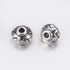 チベット風スペーサービーズ  無鉛の  ロンデル  アンティークシルバー  7x5mm  穴：2mm&nbsp;X-TIBEB-A24612-AS-LF