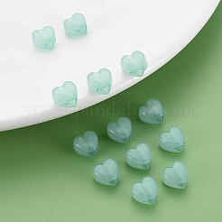 模造ゼリーアクリルビーズ  ハート  ミディアムアクアマリン  8x8.5x5.5mm  穴：2.5mm  約2030個/500g&nbsp;MACR-S373-95-EA02