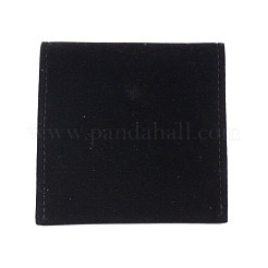 ベルベット収納バッグ  鉄のスナップボタン付き  正方形  ブラック  8.3x8cm&nbsp;AJEW-WH0230-67A
