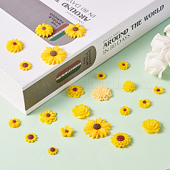 樹脂カボション  DIYモバイルアクセサリー用  デイジーの花  オレンジ  9~26.5x4~8.5mm&nbsp;CRES-CJC0005-01B