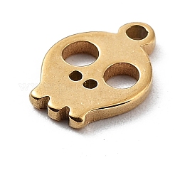 304ステンレススチールチャーム  ゴールドカラー  レーザー切断  スカル  9x6x1mm  穴：1mm&nbsp;STAS-K272-01E-G