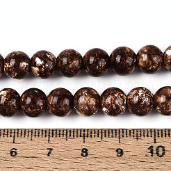 プリントガラスビーズ焼付塗装ガラスビーズ連売り  ラウンド  サドルブラウン  8~8.5mm  穴：1~1.2mm  約105~106個/連  30.71~31.10インチ（78~79cm）&nbsp;DGLA-N016-8mm-05