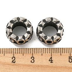 316サージカルステンレススチール製大穴ビーズ  テクスチャーロンデル  アンティークシルバー  9x15x9mm  穴：8mm&nbsp;STAS-Q326-10AS-04