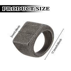 男性用アンティークスタイルのステンレススチール長方形指輪1個  生（メッキなし）  12mm  usサイズ7（17.3mm）&nbsp;RJEW-LP0001-42
