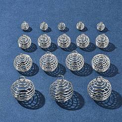 20個4スタイルの鉄線ペンダント  中空  ラウンド  プラチナ  9~30x8~25mm  穴：2~4mm  5個/スタイル&nbsp;IFIN-FS0001-46P