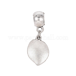 合金エナメルヨーロピアンダングルチャーム  葉  プラチナ  グリーン  33mm  穴：5.5mm  葉：19x13x3mm&nbsp;MPDL-D022-E01-P