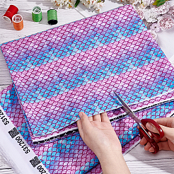 魚鱗模様のポリエステル綿生地  DIYバッグ布アクセサリー用  マゼンタ  1482x1000x0.2mm&nbsp;DIY-WH0430-114A