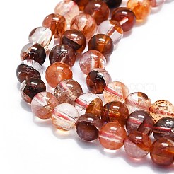 天然レッド ヘマトイド クォーツ/鉄系クォーツ ビーズ 連売り  ファイアークォーツ  グレードA  ラウンド  6~7mm  穴：0.6mm  約62~64個/連  14.96''~15.35''（38~39センチメートル）&nbsp;G-K245-A01-02