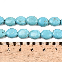 天然マグネサイトビーズ連売り  染め＆加熱  フラットオーバル  ディープスカイブルー  10x8x4mm  穴：1mm  約41個/連  16.14''（41センチメートル）&nbsp;G-Z143-E01-01A