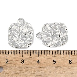 変色しない304ステンレススチールペンダント  テクスチャードスクエアチャーム  ステンレス鋼色  20x16x2.2mm  穴：2.3mm&nbsp;STAS-C106-12P
