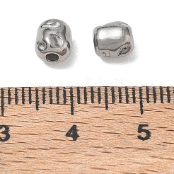 304ステンレススチールビーズ  ハンマー仕上げの柱  ステンレス鋼色  6x5mm  穴：1.6mm&nbsp;SA-CBA740F-24P