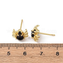 真鍮製マイクロパヴェキュービックジルコニアスタッドピアス  ゴールドカラー  クモ  7.5x10mm&nbsp;EJEW-Z156-02G-01