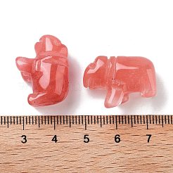 チェリークォーツガラス彫刻人形  ホームオフィスのデスクトップ装飾用  カバ  11.5~14x22~24x17~19mm&nbsp;DJEW-L023-F08