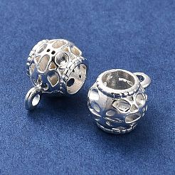 ラックメッキ合金チューブベイル  ループベイル  ロンデル  銀  11x7x8mm  穴：1.6mm  内径：4.2mm&nbsp;PALLOY-A006-02S