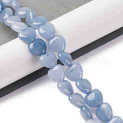 天然石アクアマリンビーズ連売り  ハート  染め  コーンフラワーブルー  11.5~12x11.5~12x5~5.5mm  穴：1mm  約33個/連  15.16''（38.5センチメートル）&nbsp;G-I372-A09-01